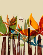 sprzedawca z owadzimi skrzydełkami leci na miastem z roślin